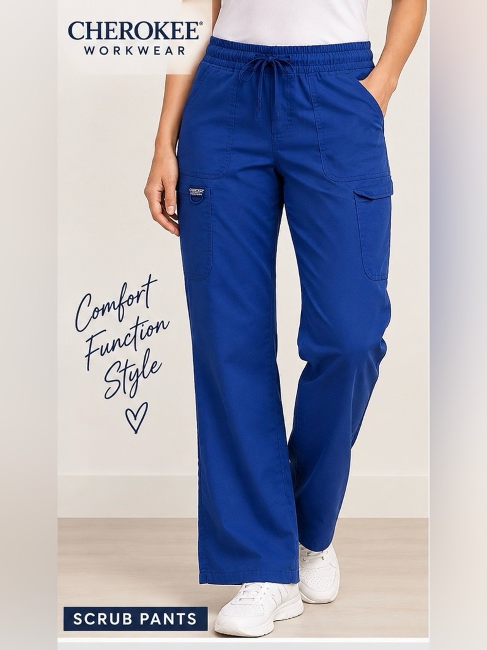 CHEROKEE WORKWEAR ROYAL BLUE SCRYB PANTS SIZE MEDIUM